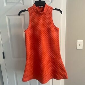 Abercrombie & Fitch Flare Sleeveless Dress, zip back- X Small. Orange